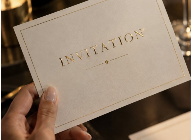 Elegante Einladungskarte mit Goldprägung